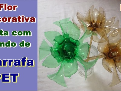 Flor Decorativa Feita com Fundo de Garrafa PET | DIY | Como Fazer | Criando Maravilhas
