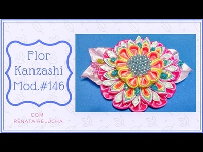 Kanzashi #146 - How to Make. DIY. Como Fazer  Linda Flor MASTER CLASS