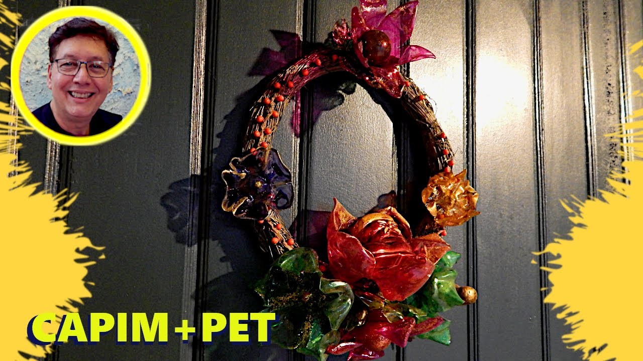 Natal com Guirlanda feito com capim seco, semente e PET????????#diy