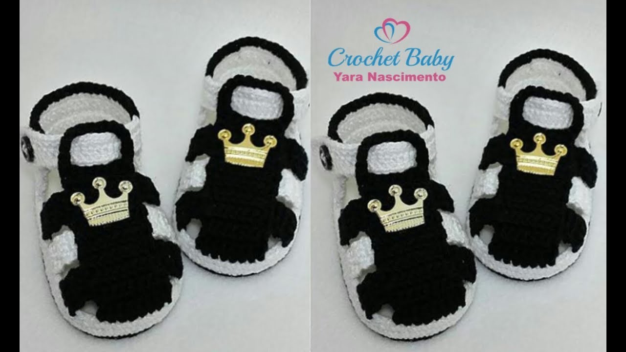 Sandalinha KAWÊ LUCAS de crochê - Tamanho 09 cm - Crochet Baby Yara Nascimento