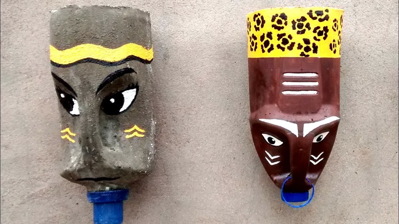 Vaso de Cimento Mascara Africana de parede - DIY Vaso para Onze Horas