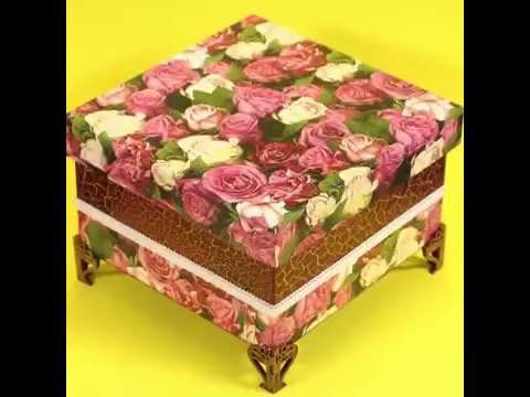 Caixa Rosas Craquelê e Decoupage