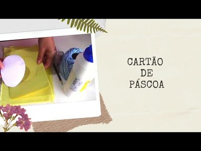 Cartão de páscoa com linha de crochê