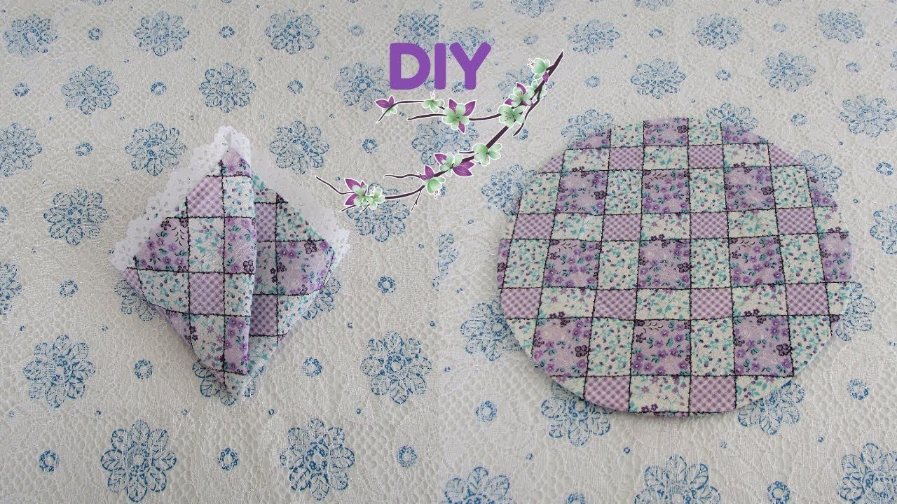 Como fazer guardanapo de tecido sem costura e Sousplat feito com papelão | DIY
