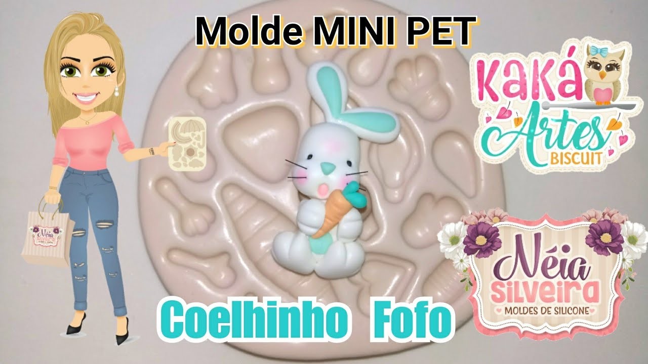 DIY Coelhinho no Molde Mini Pet - Molde Néia Silveira (cold porcelain)