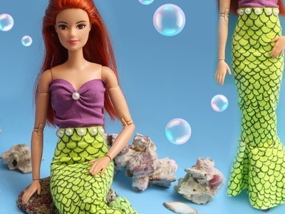 DIY - Look Sereia para Barbie e outras Bonecas : Blusa e Saia Cauda (Inspirado na Sereia Ariel)
