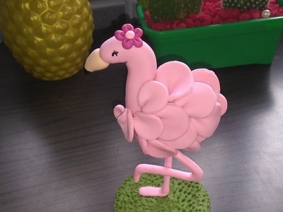 DIY Topo de Bolo Flamingo de biscuit