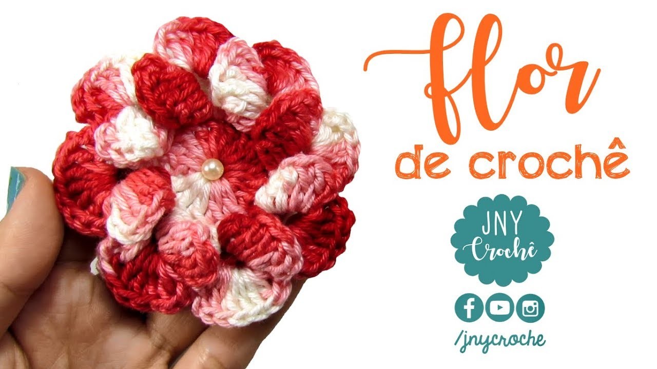 Flor de crochê para aplicação em tapete | passo a passo - JNY Crochê