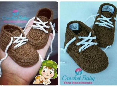 Sapatinho CHAVES de Crochê - Tamanho 09 cm - Crochet Baby Yara Nascimento