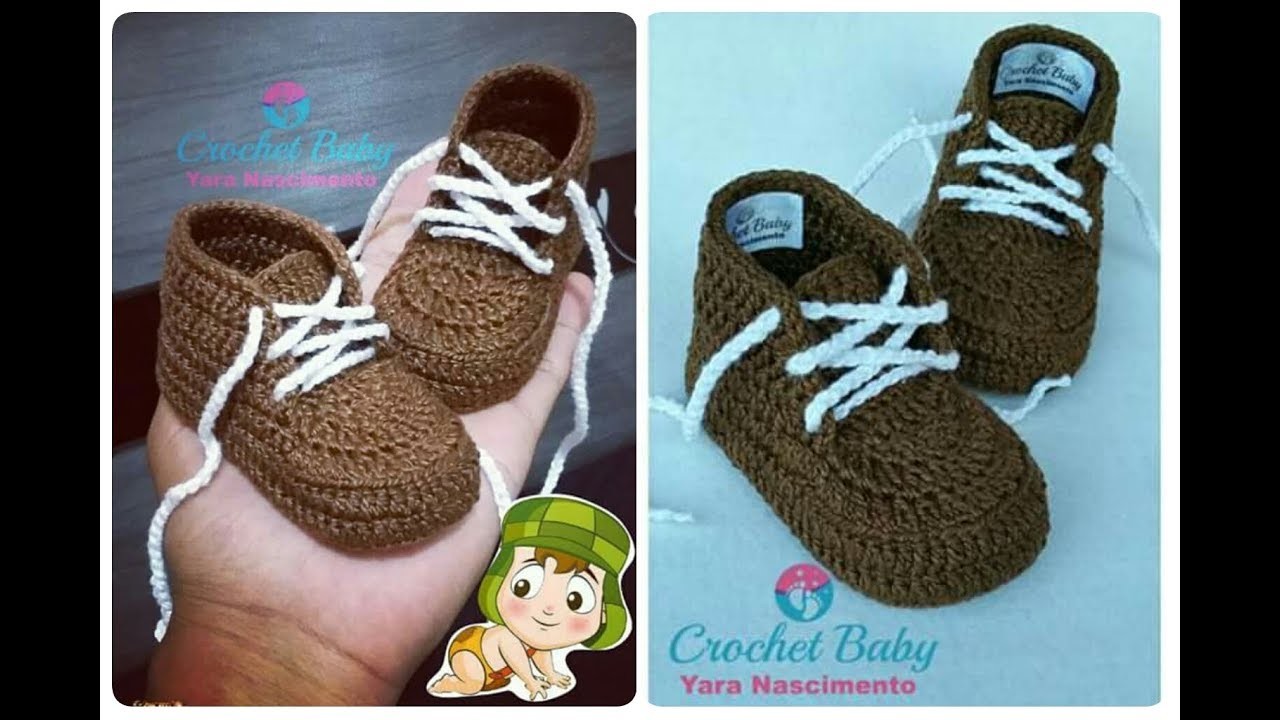 Sapatinho CHAVES de Crochê - Tamanho 09 cm - Crochet Baby Yara Nascimento