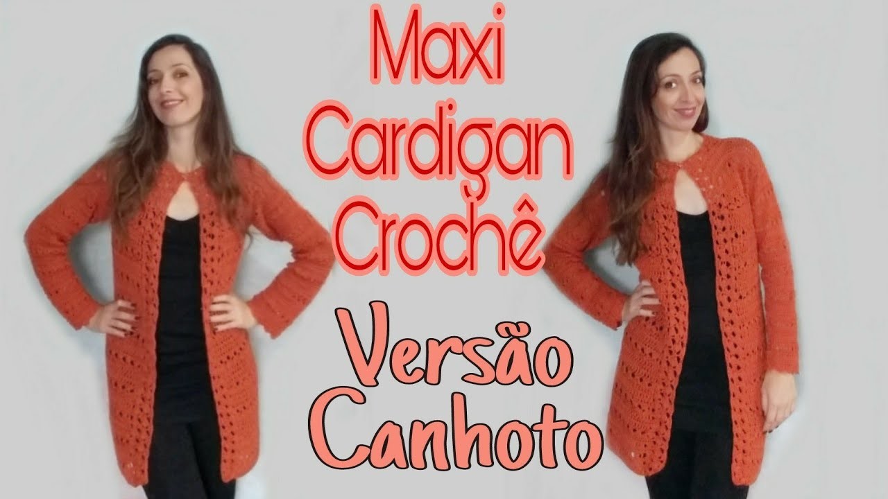 Versão Canhoto Maxi Cardigan de Crochê