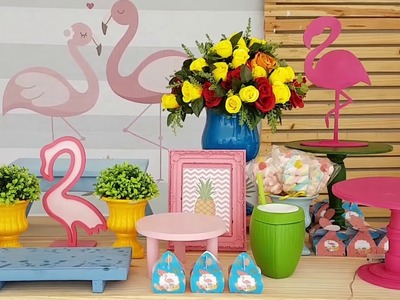 Decoração de aniversário tema Flamingo.