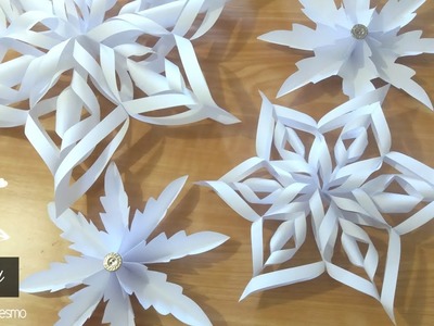 DIY | como fazer FLOCOS DE NEVE de papel - FESTA INFANTIL Frozen