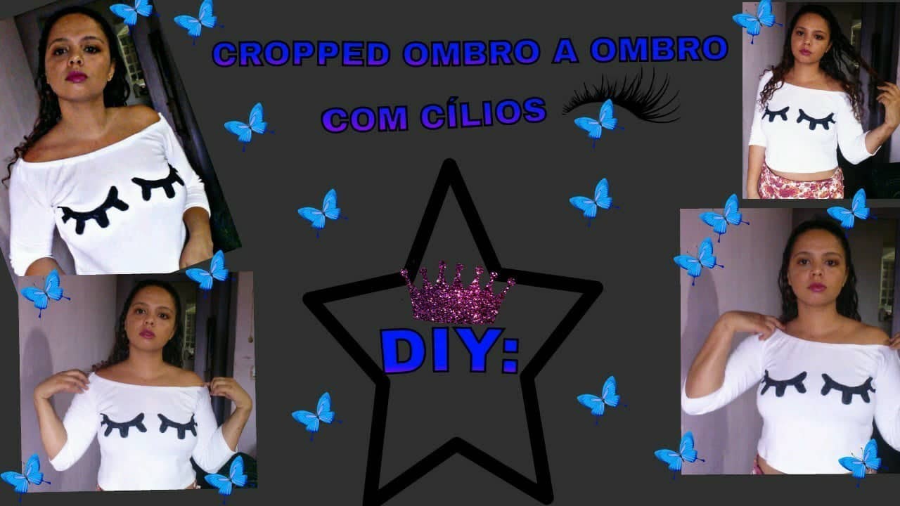 DIY: Cropped Ombro A Ombro com Estampa de Cílios