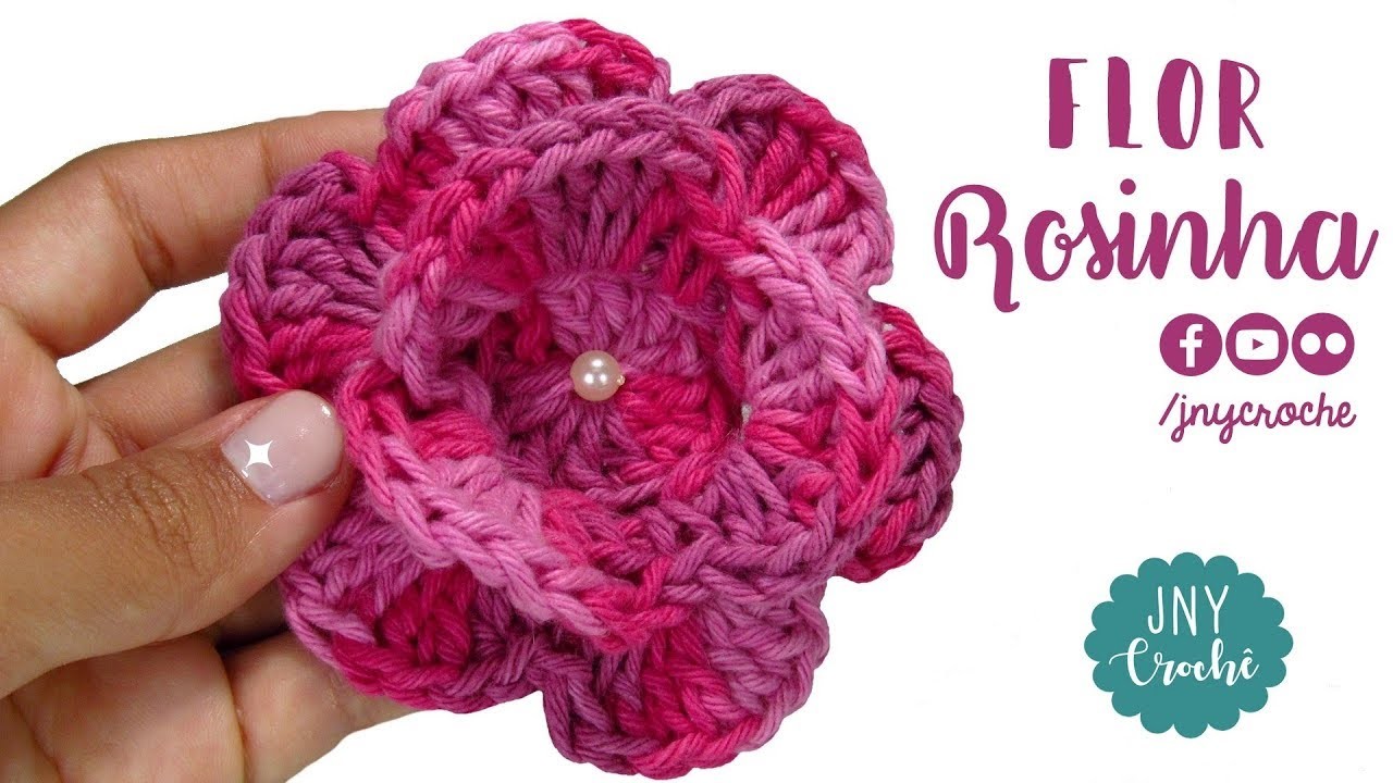 Flor de crochê para aplicação em tapete | passo a passo - JNY Crochê