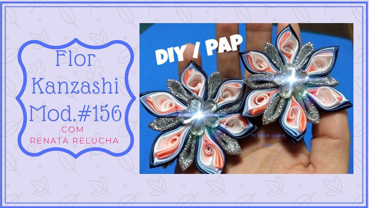 Kanzashi # 156  -  How to Make. DIY. Como Fazer Lindo par de flores para sua princesa!