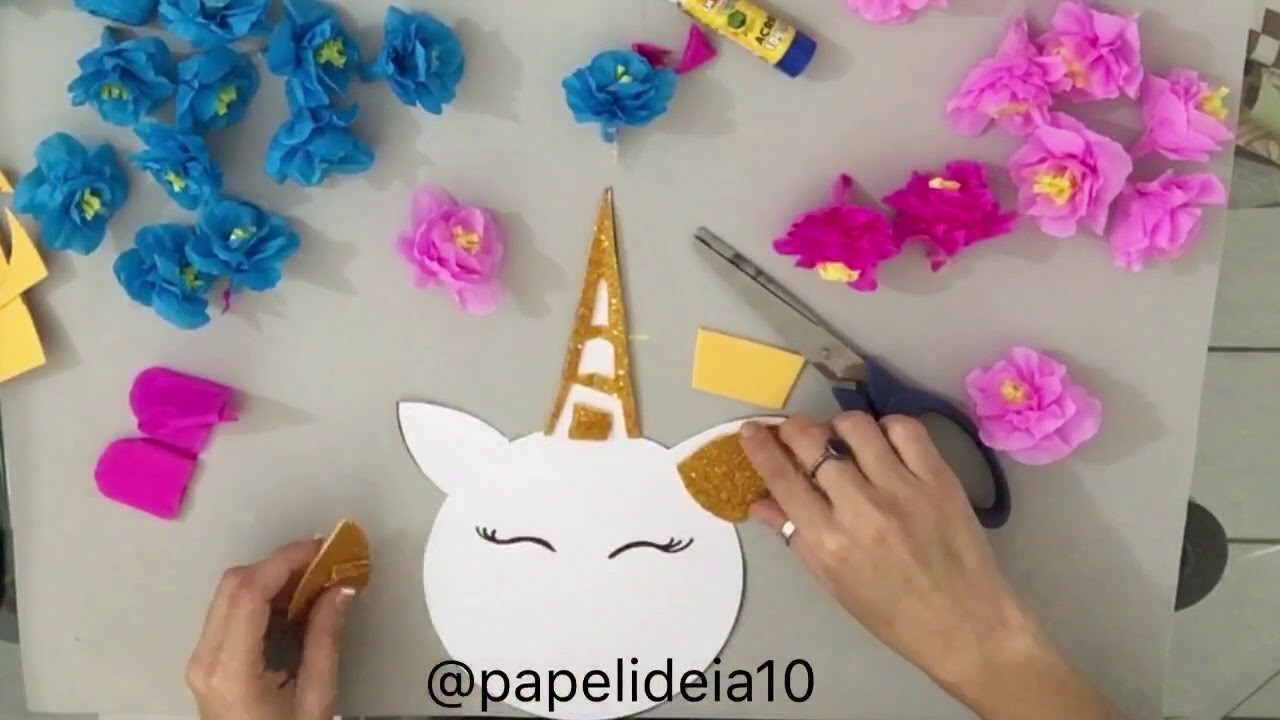 Lindo Unicórnio de papel (paper unicorn decor)
