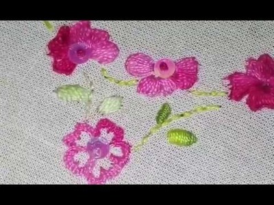 ♥Ponto cheio pra vestido e ponto caseado - free hand embroidery♥ embroidered