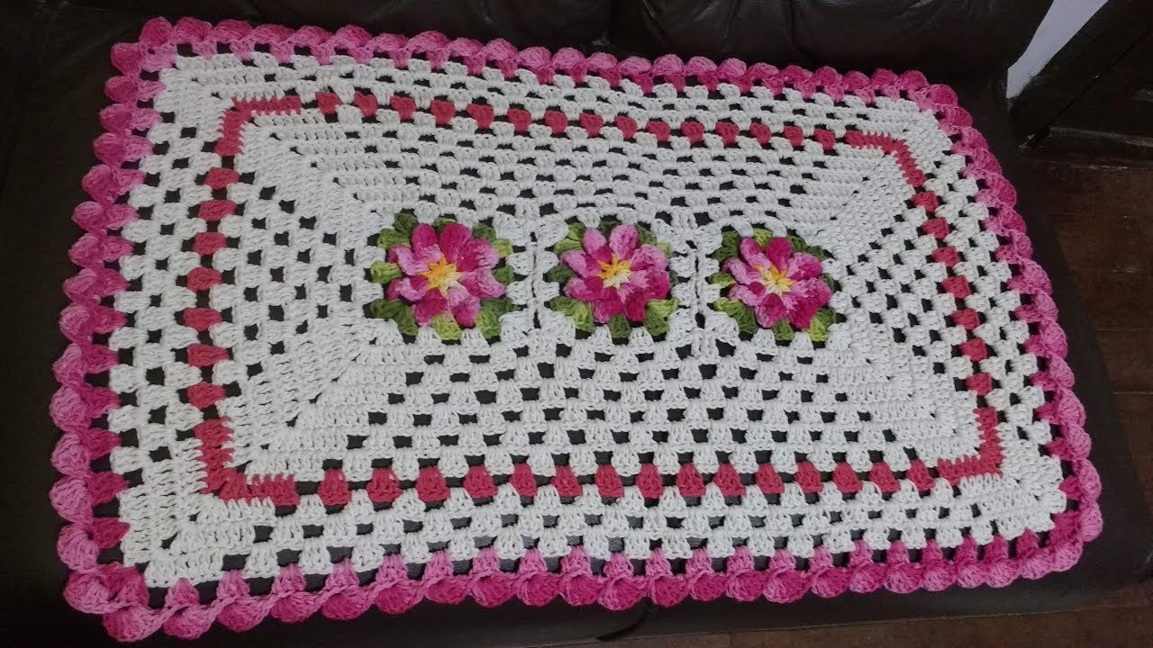 Tapete de crochê com flor catavento,  muito fácil de fazer,  ( 1.2 ) cristina crochê