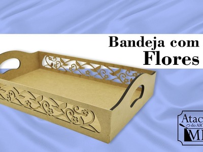 Trio Bandeja Flores em MDF