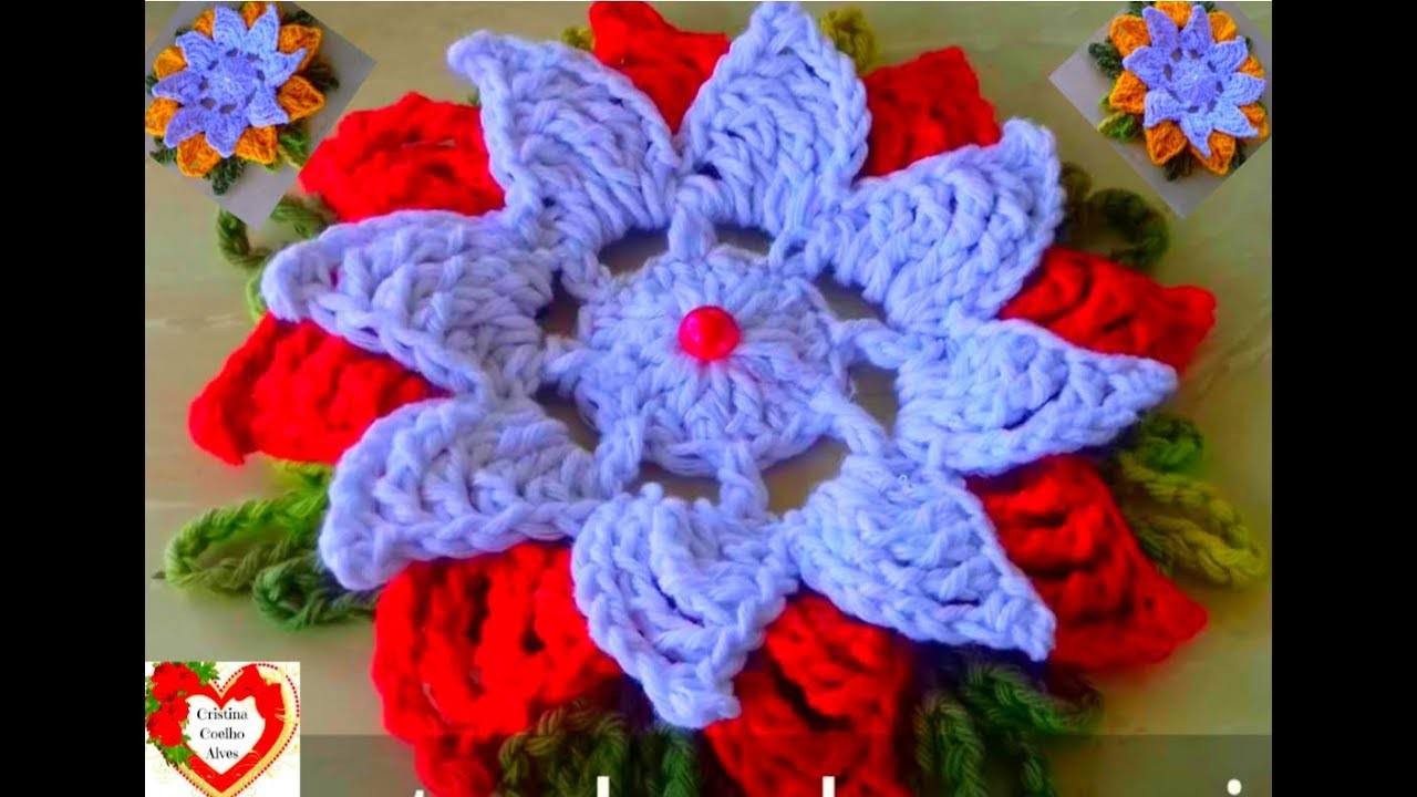 Vamos agora aprender a flor em crochê para aplicação