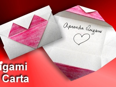 Como fazer Origami de Carta com Coração - Dia das Mães.