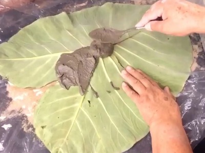 Como fazer uma folha de taioba  decorativa feita com cimento areia e toalha