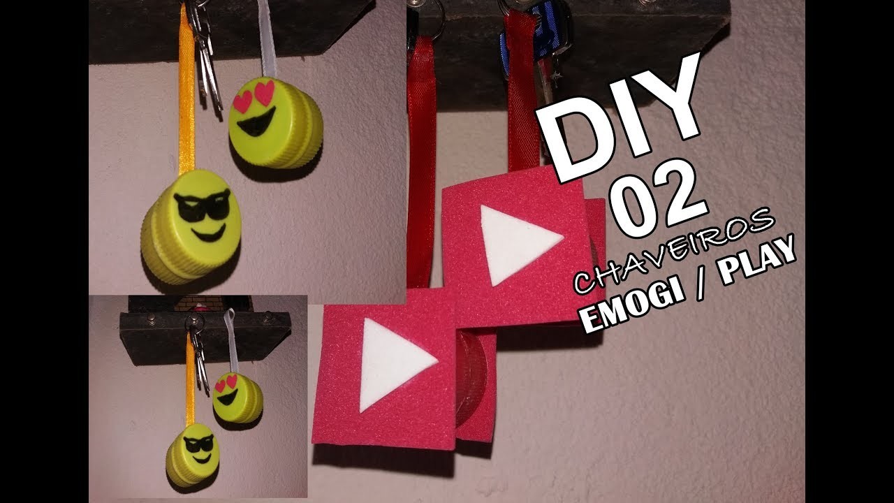 DIY: 2 chaveiros feitos com tampinhas pet |  Emogi e play do Youtube
