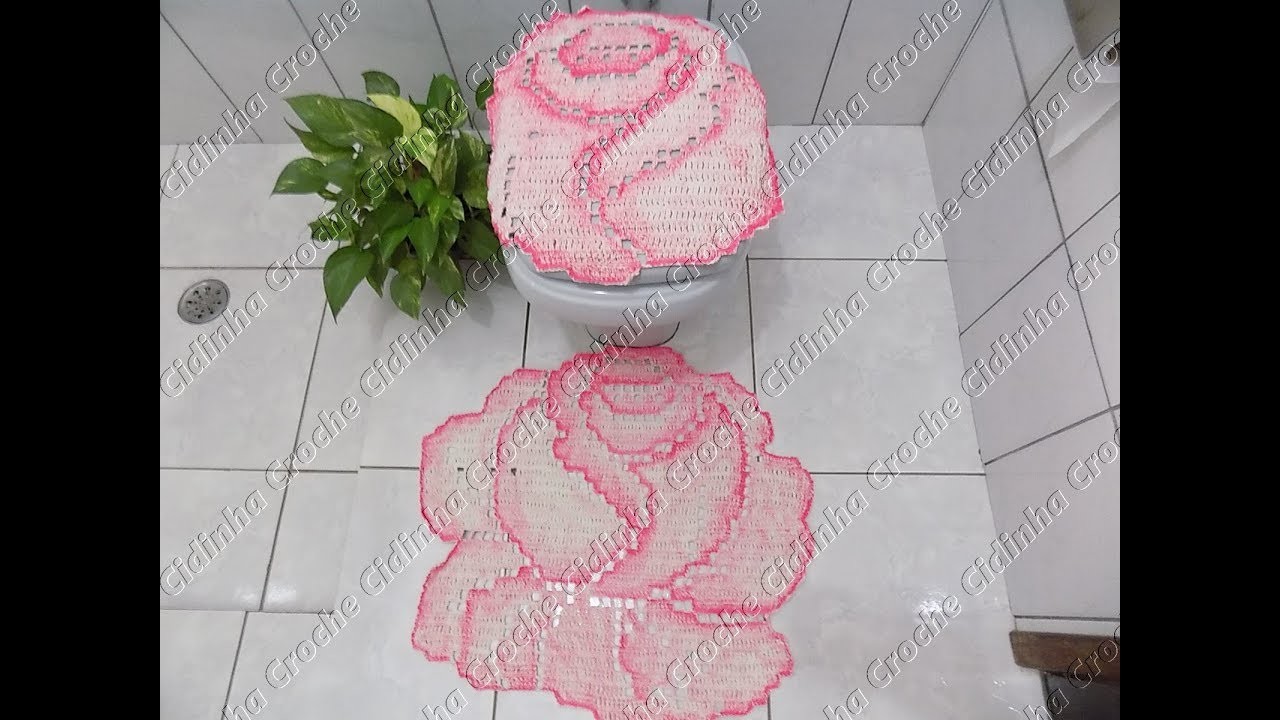 Jogo De Banheiro Em Croche Rosas- Parte De Cima- 2.3
