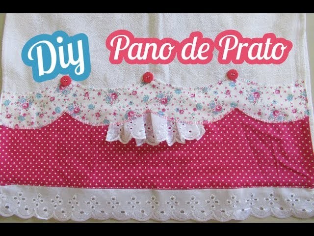 Pano de Prato Com Barrado Diferente-Decorated Kitchen Cloth-Украшенная кухонная ткань