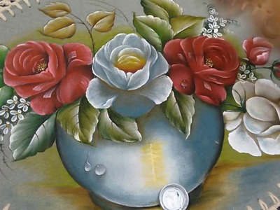Roberto Ferreira - " Part 3 " Pintura Rosas Brancas para iniciantes em tecido emborrachado.