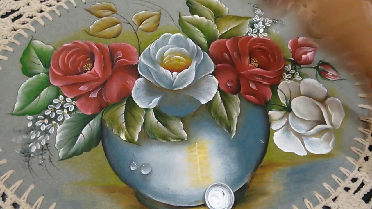 Roberto Ferreira - " Part 3 " Pintura Rosas Brancas para iniciantes em tecido emborrachado.