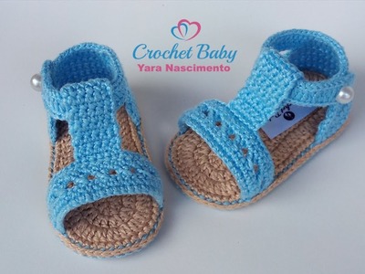 Sandálinha SUIANE de Crochê - Tamanho 09 cm - Crochet Baby Yara Nascimento