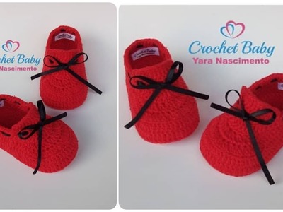 Sapatinho HEITOR de Crochê - Tamanho 09 cm - Crochet Baby Yara Nascimento