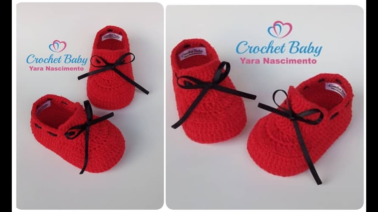 Sapatinho HEITOR de Crochê - Tamanho 09 cm - Crochet Baby Yara Nascimento