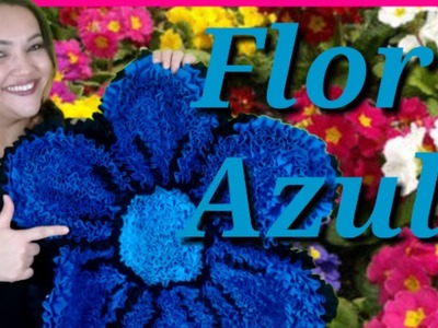 Tapete fru fru de flor azul