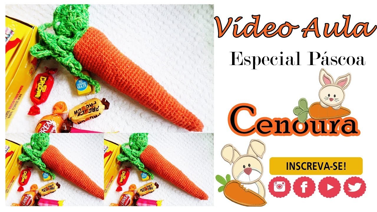 Vídeo Aula: Páscoa- Cenoura em amigurumi receada de CHOCOLATE- Katiane Crochê Fio a Fio