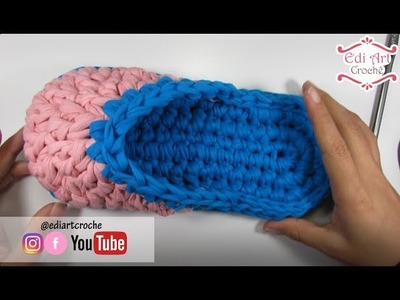 Como fazer pantufa com fio de malha| Edi Art Crochê