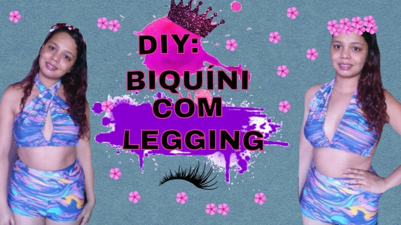DIY: Biquini com Legging cintura alta com Top 2 em 1
