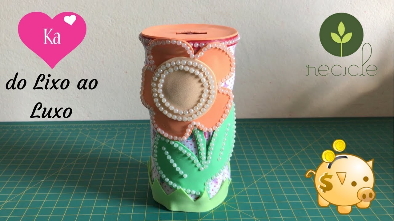 Do Lixo ao Luxo: Cofrinho lata de Nescau - Reciclagem - Artesanato - DIY