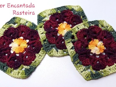 ????# Flor Encantada Rasteira em croche - Passo a Passo - Pink Artes Croche by Rosana Recchia