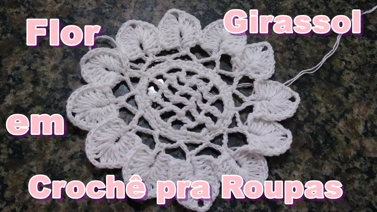 Flor Girassol  em Crochê para Roupas!