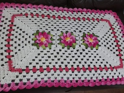 Tapete de crochê com flor catavento, muito fácil de fazer ( 2.2 )