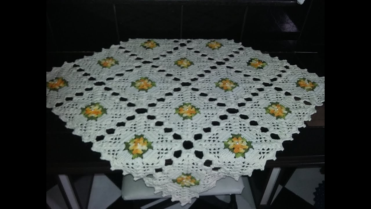 Toalha de mesa em crochê de Squares P. canhoto COM PASSO A PASSO #ALDACI,LENECROCHE