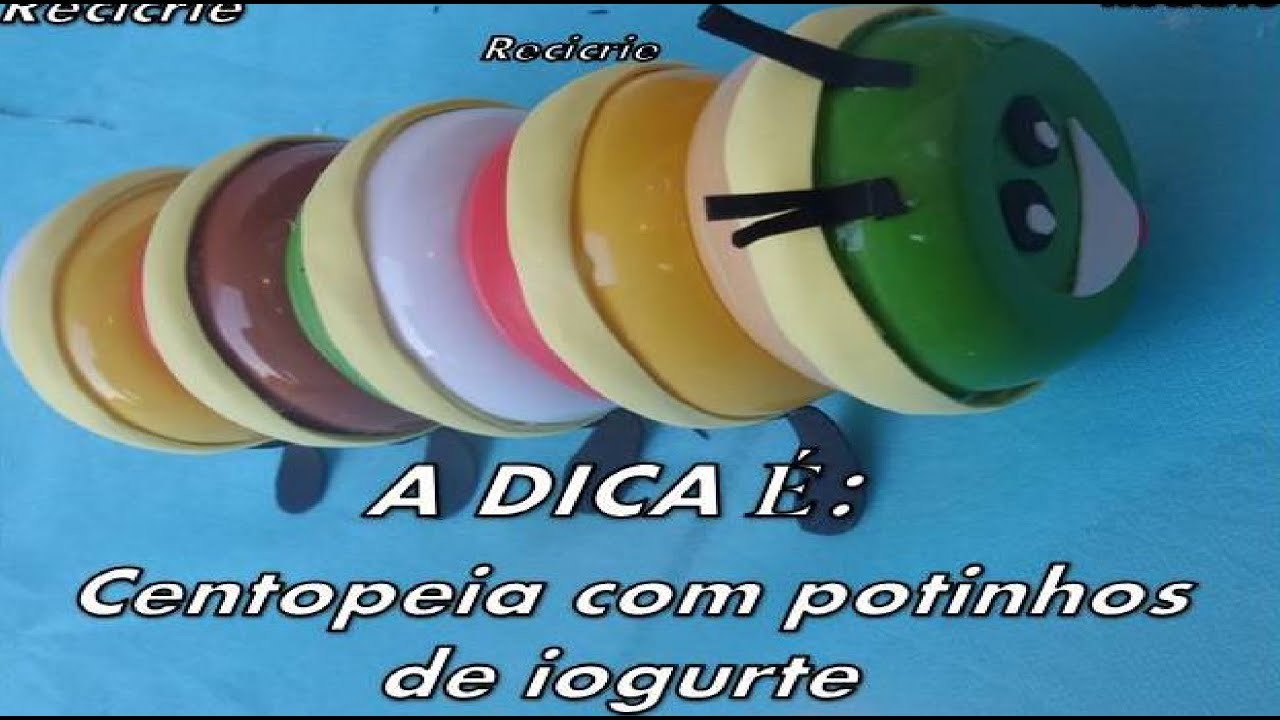 CENTOPÉIA COM POTINHOS DE IOGURTE.#MESDASCRIANÇAS