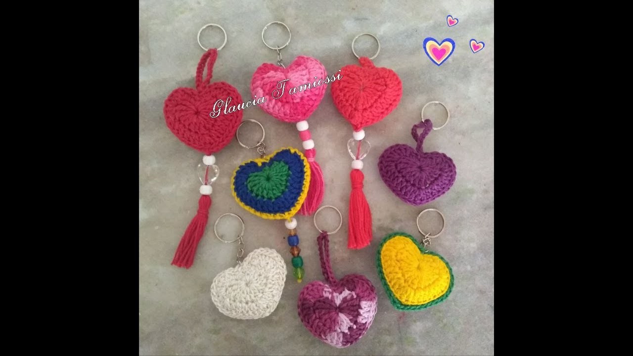 Chaveiro Coração Crochê. Heart Crochet