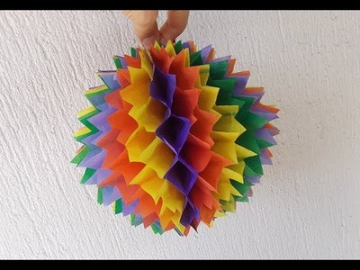 Como fazer balão de festa junina colmeia pompom colorido