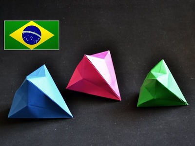 Origami: Diamante - Instruções em português PT BR