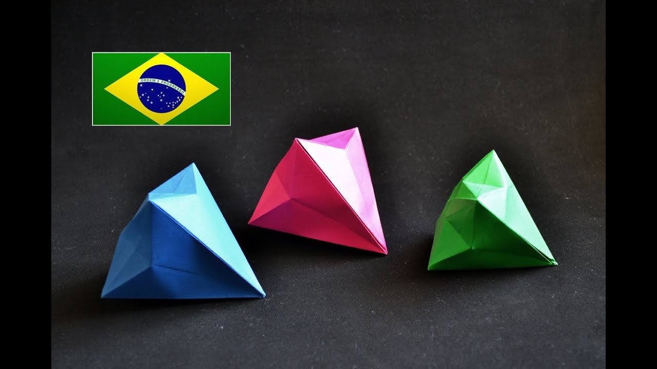 Origami: Diamante - Instruções em português PT BR