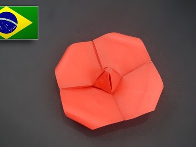 Origami: Flor de Papoula - Instruções em Português BR